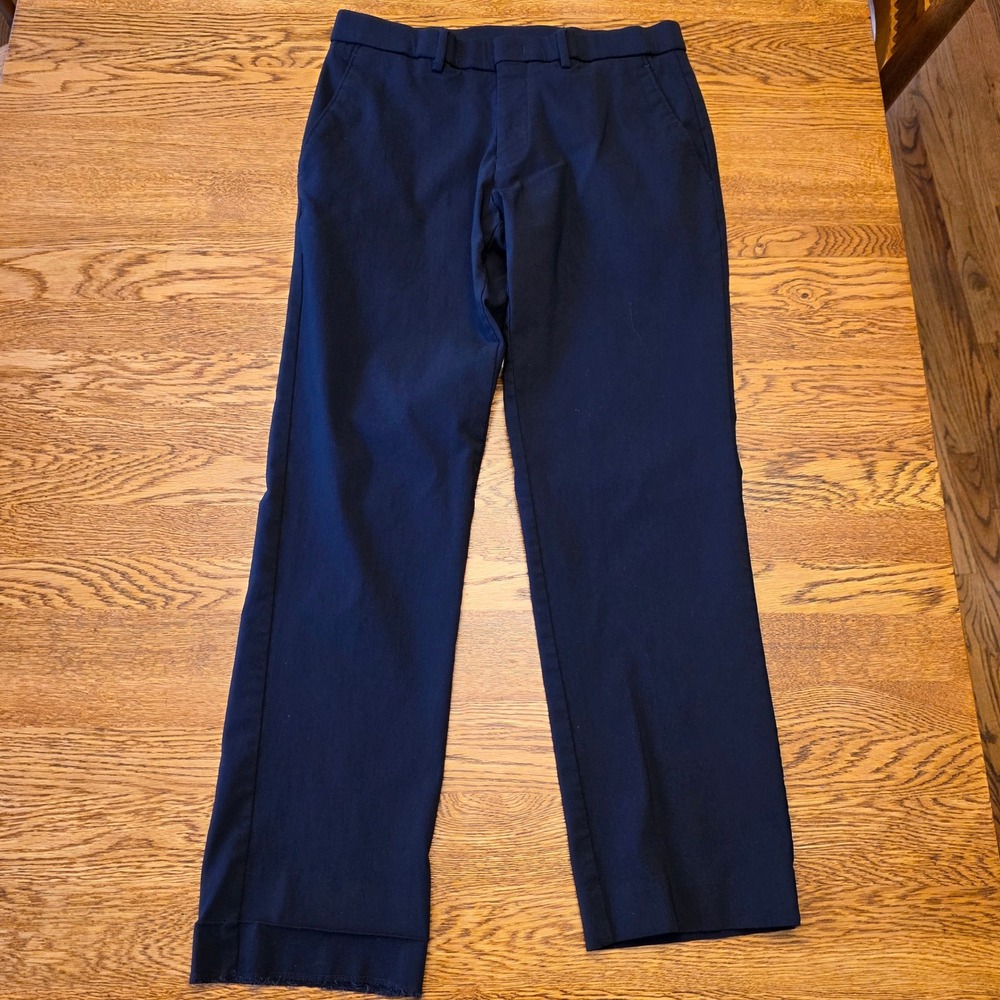 Men Navy Blue Dress Pants Flat Front Straight Leg Business Casual‎ Trousers 30